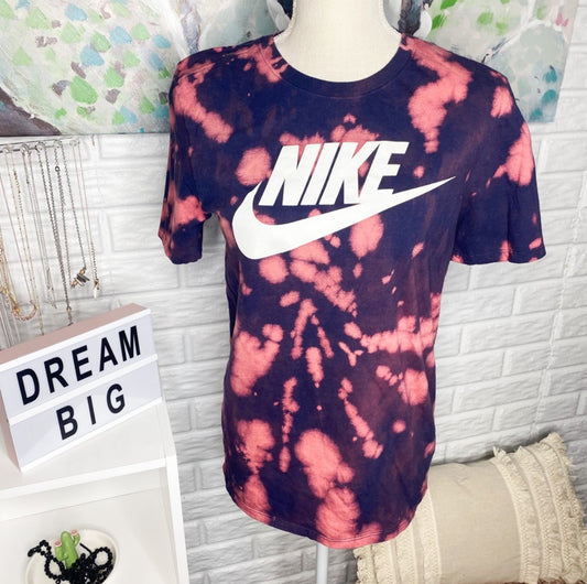 Nike Custom Bleached Tie Dye Logo Shirt (S)