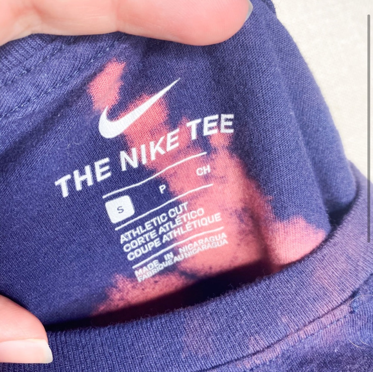 Nike Custom Bleached Tie Dye Logo Shirt (S)