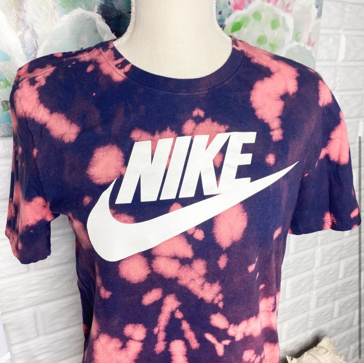 Nike Custom Bleached Tie Dye Logo Shirt (S)