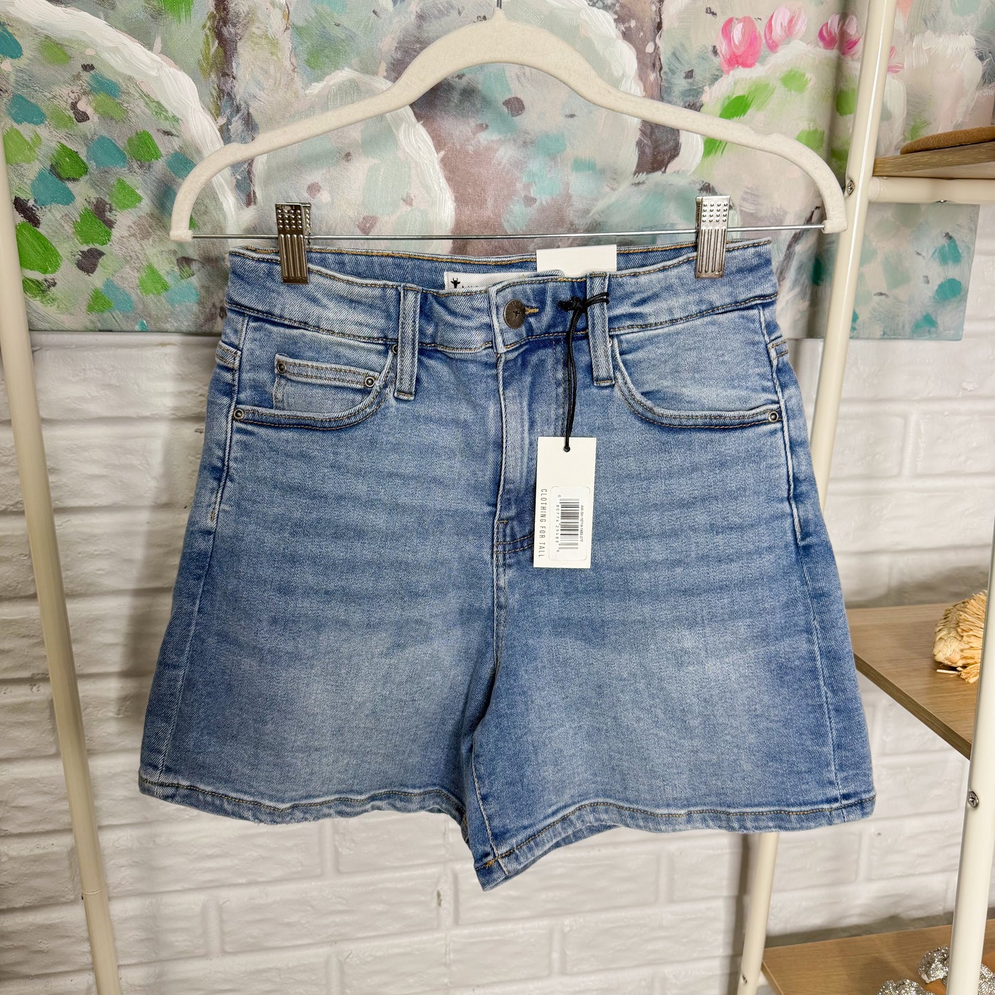 American Tall New Indigo High Rise Denim Shorts (27 tall)