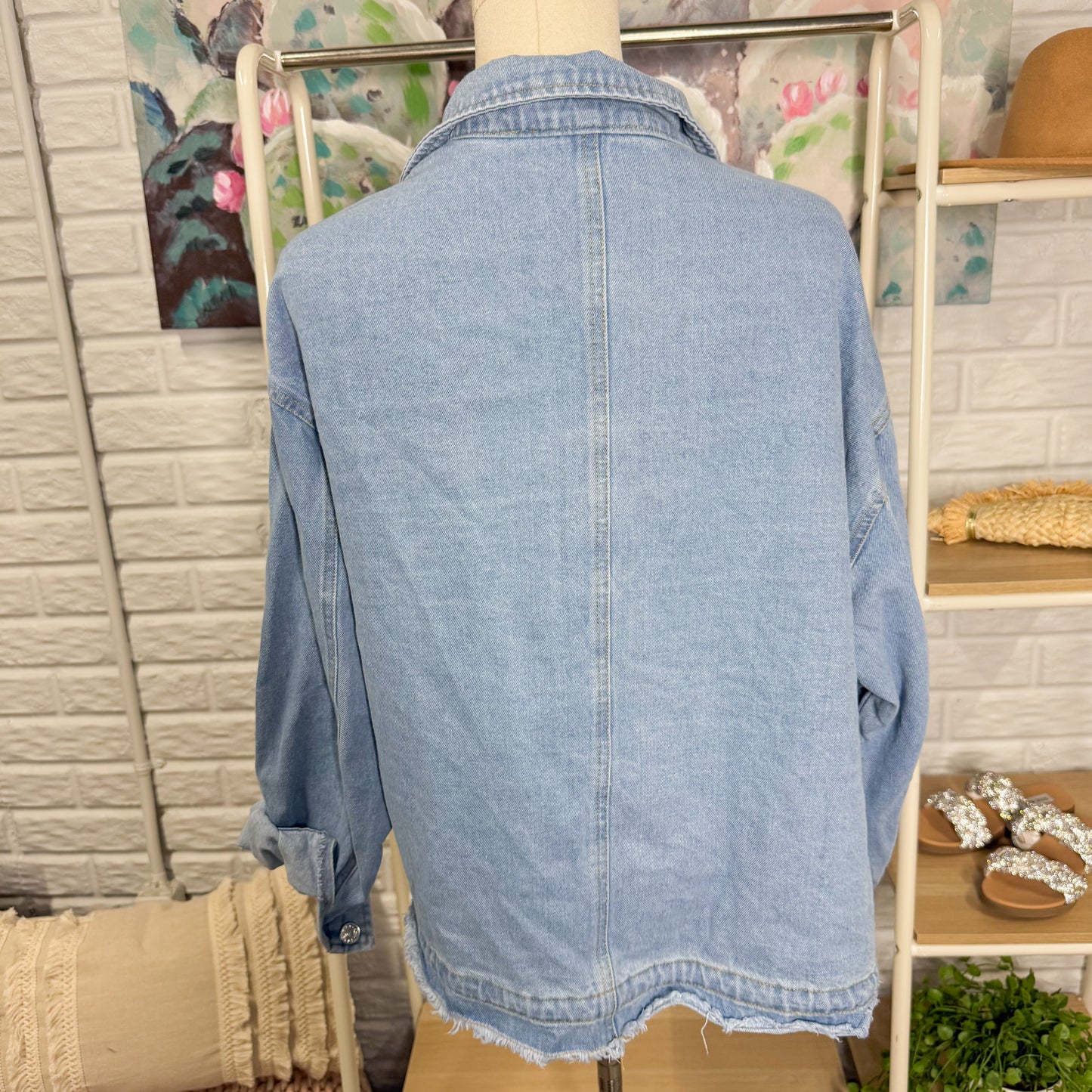 Glamaker Crop Casual Jean Jacket (M)