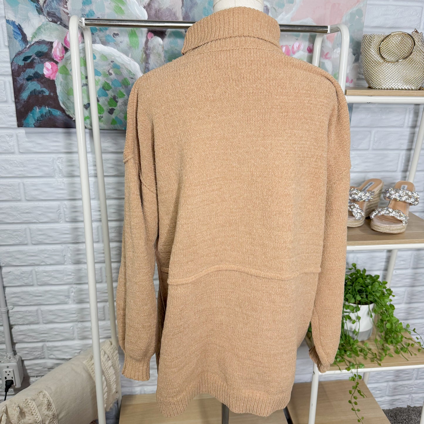 Tan Turtleneck Sweater Tunic (M)