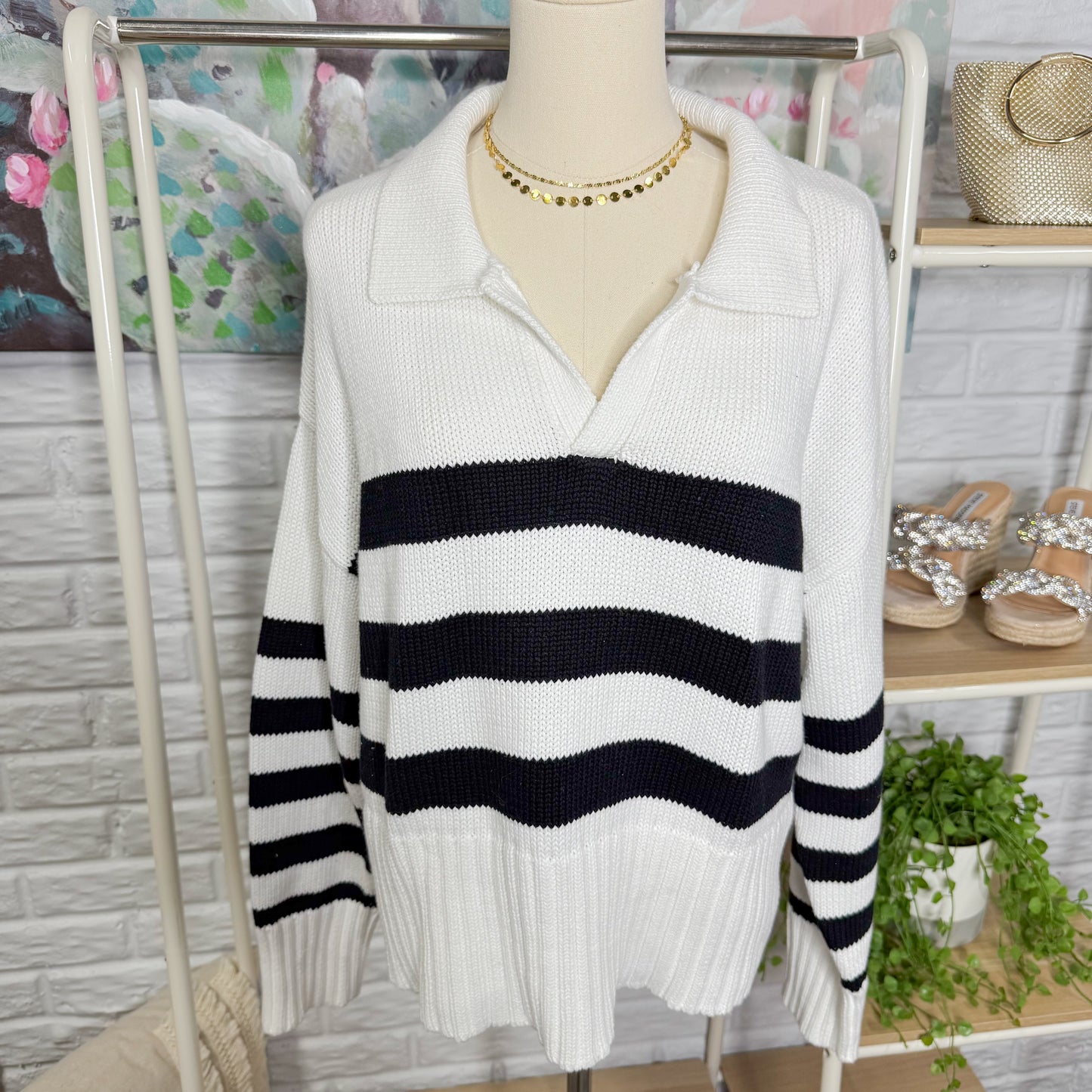 Striped Knit Sweater (M)