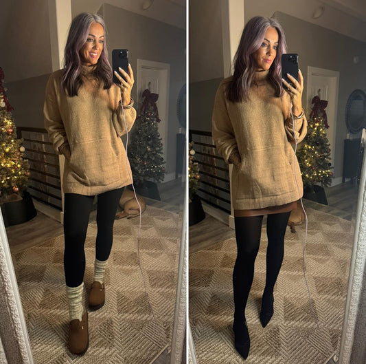 Tan Turtleneck Sweater Tunic (M)