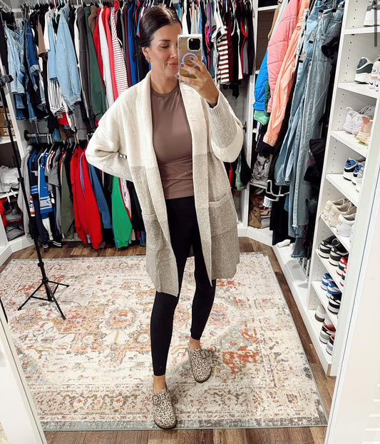 Simplee Long Colorblock Cardigan (M)