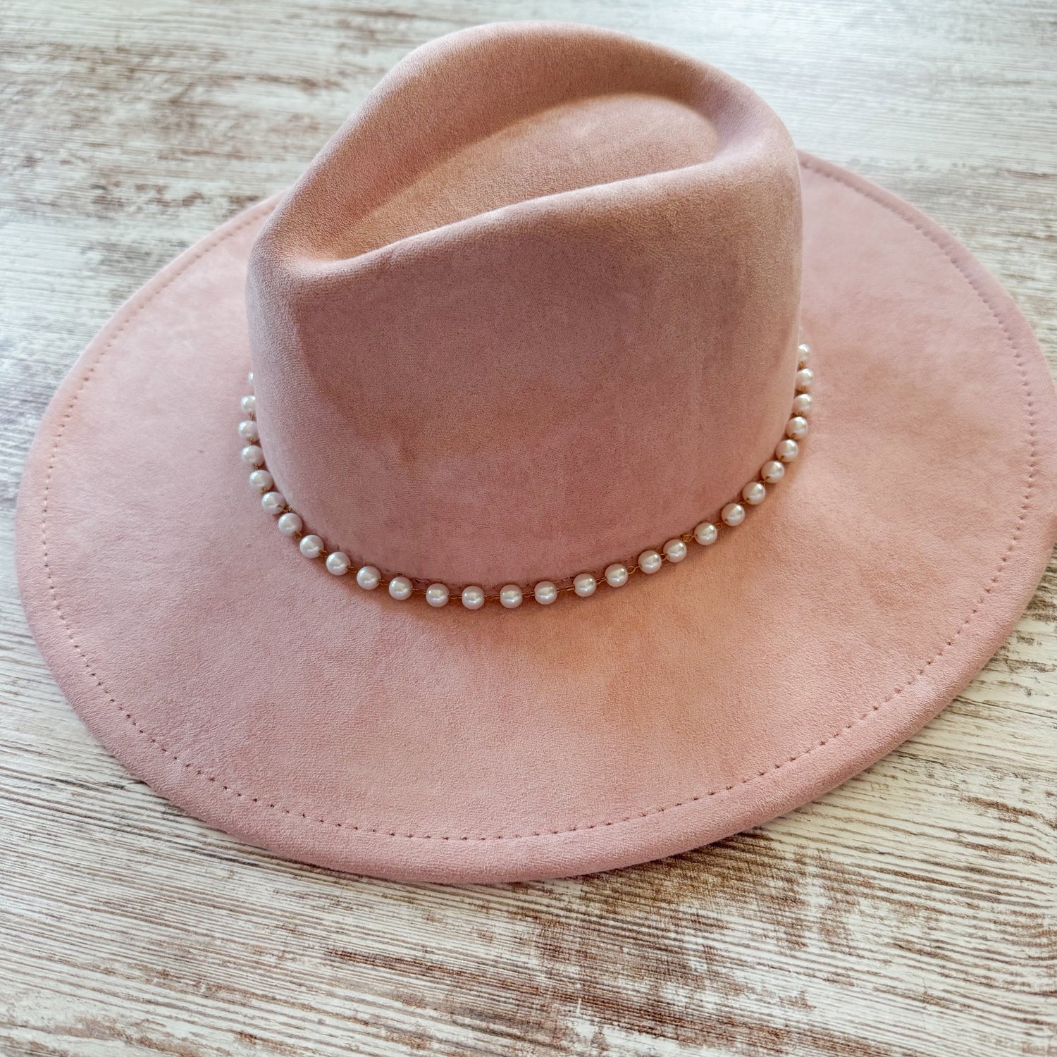 Fluffy Sense Wide Brim Pink Pearl Western Fedora Hat