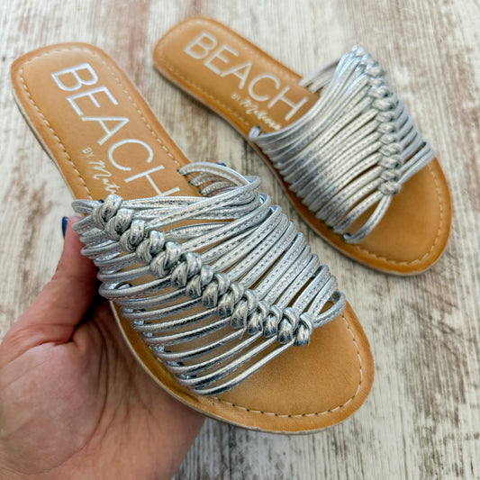 Beach by Matisse New Metallic Silver Slide Sandals (6)