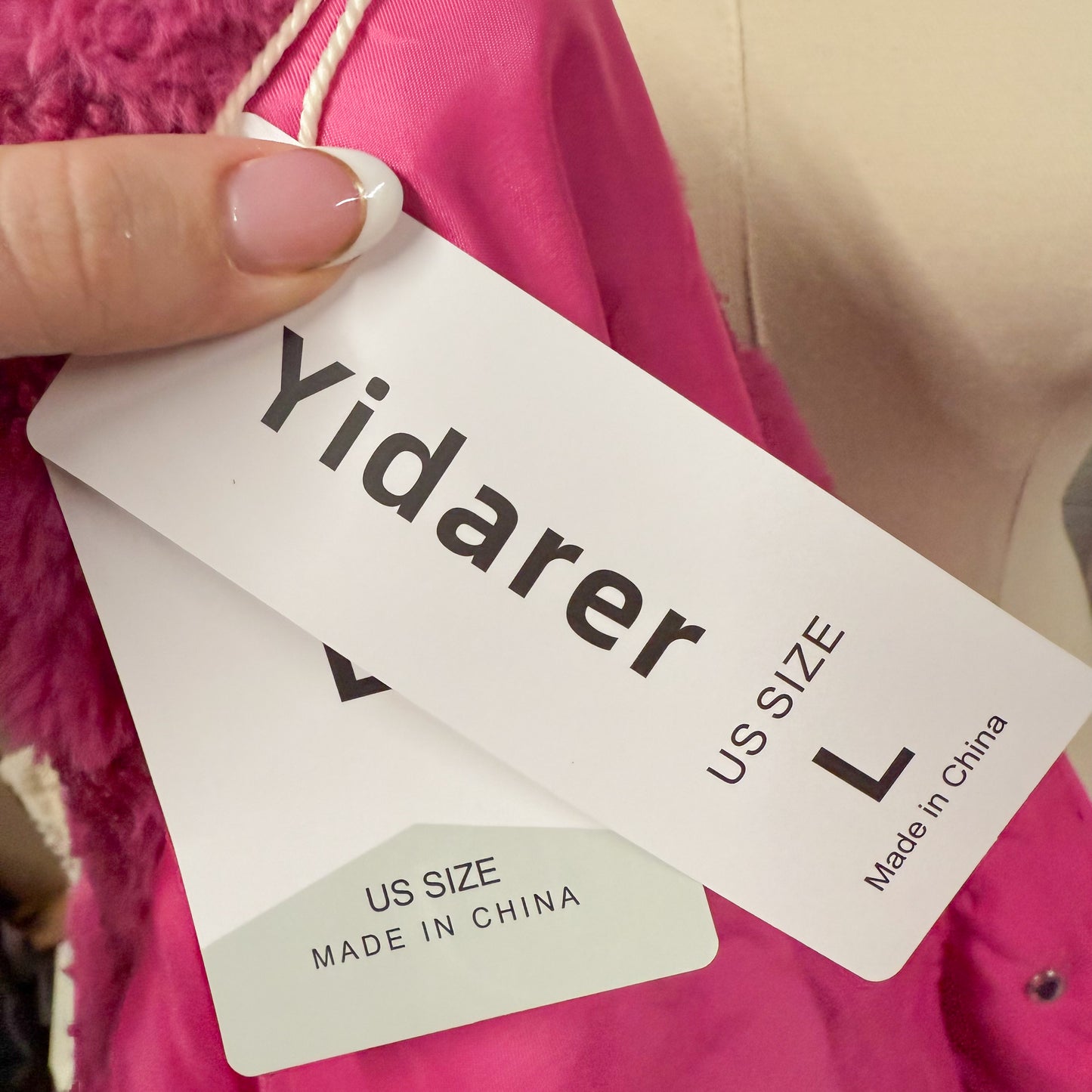 Yidarer New Pink Checkered Sherpa Jacket (L)