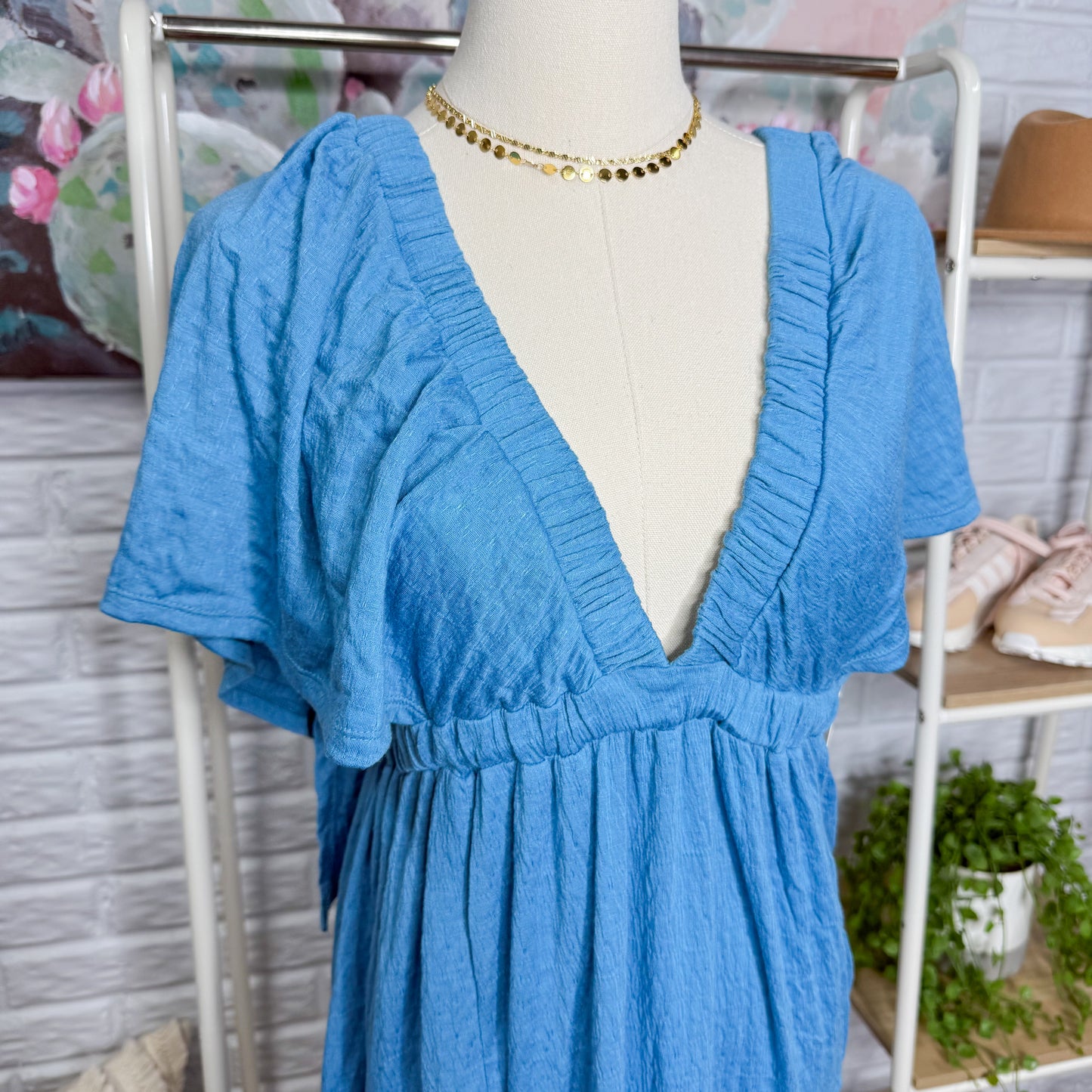 Free People New La La Maxi Dress in Blue Moon (M)