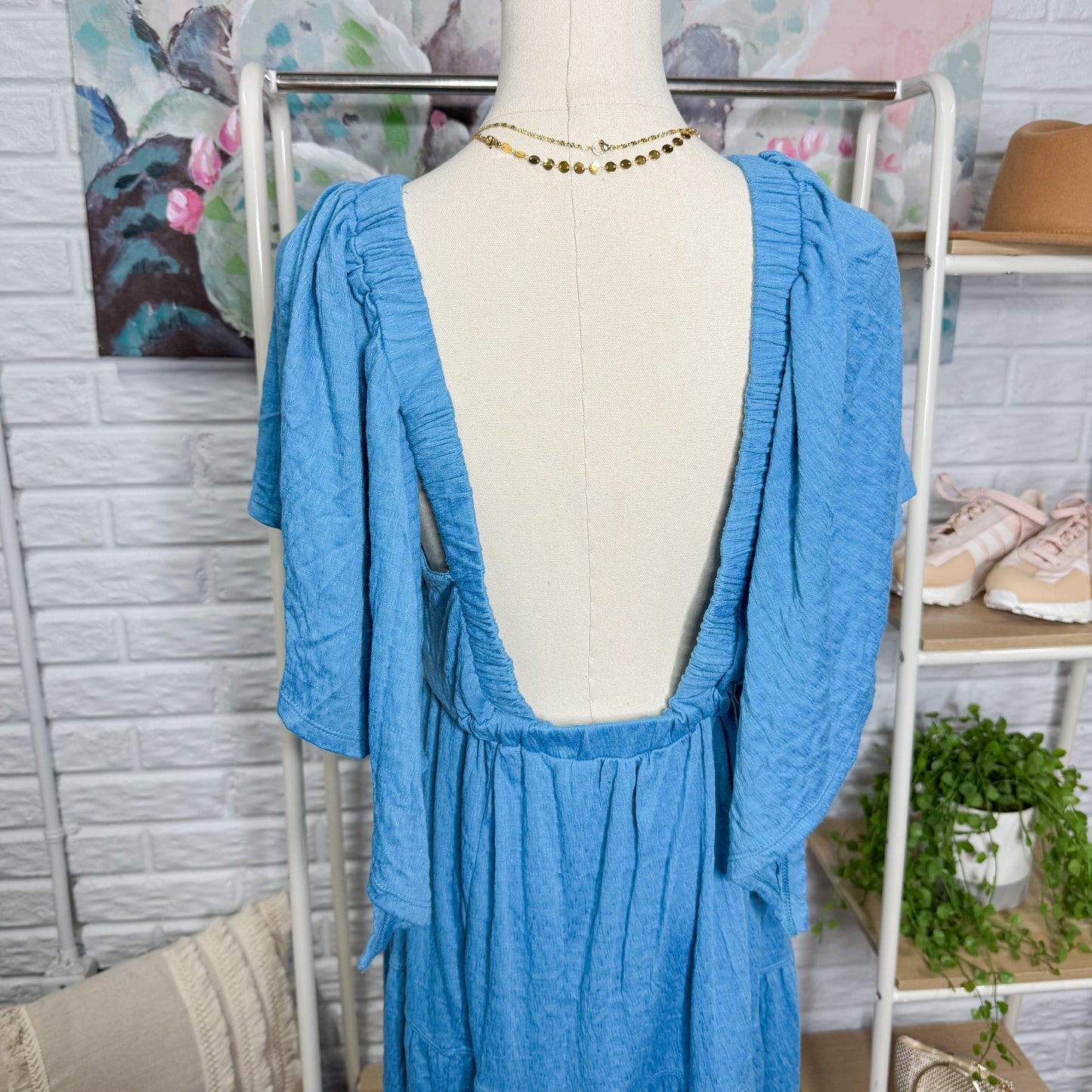 Free People New La La Maxi Dress in Blue Moon (M)