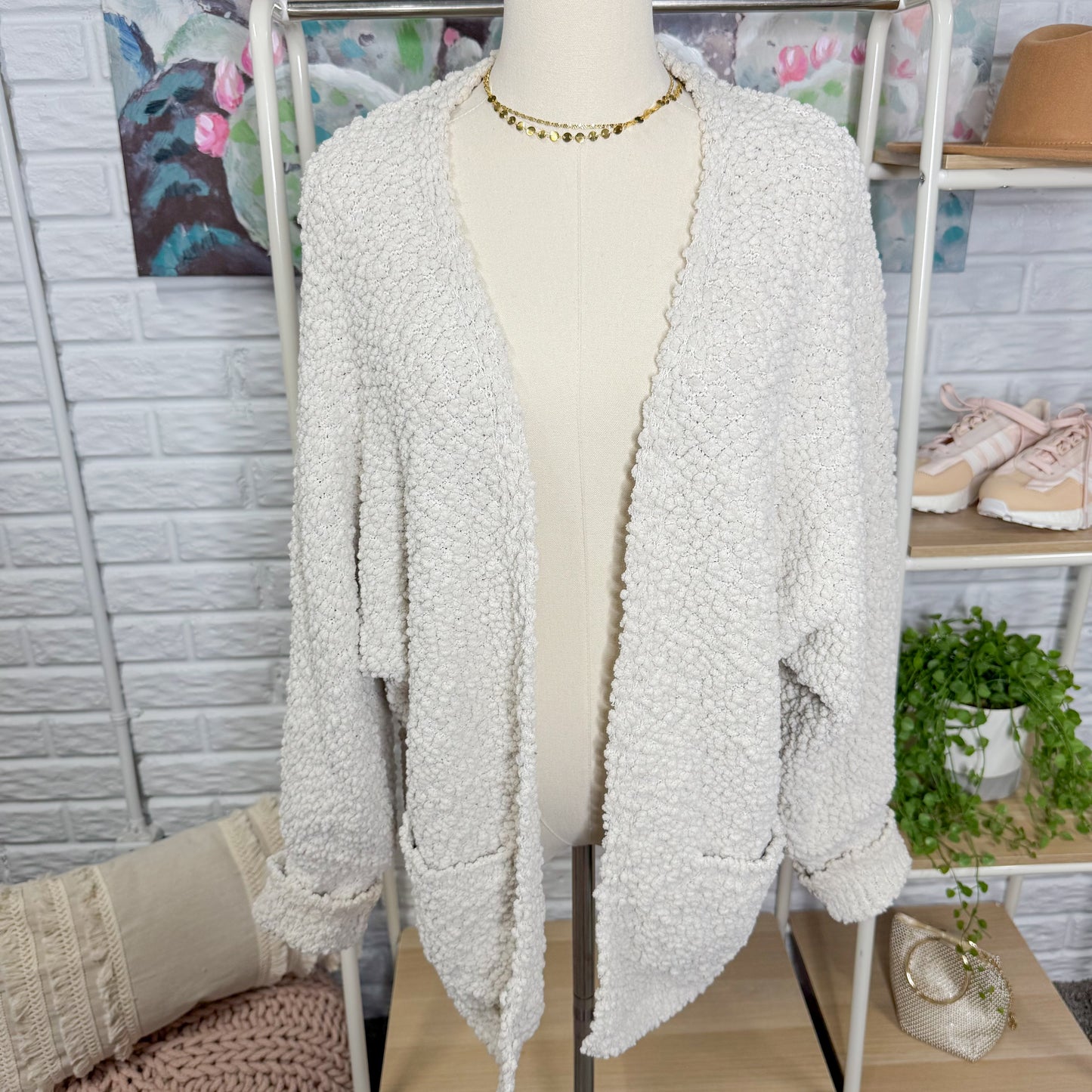 Merokeety Off White Popcorn Cardigan Size Large