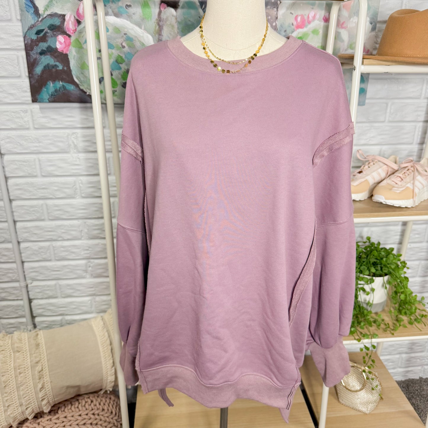 Trendy Queen Purple Oversized Sweatshirt (L)