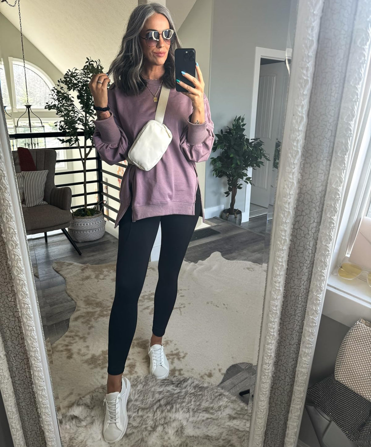 Trendy Queen Purple Oversized Sweatshirt (L)