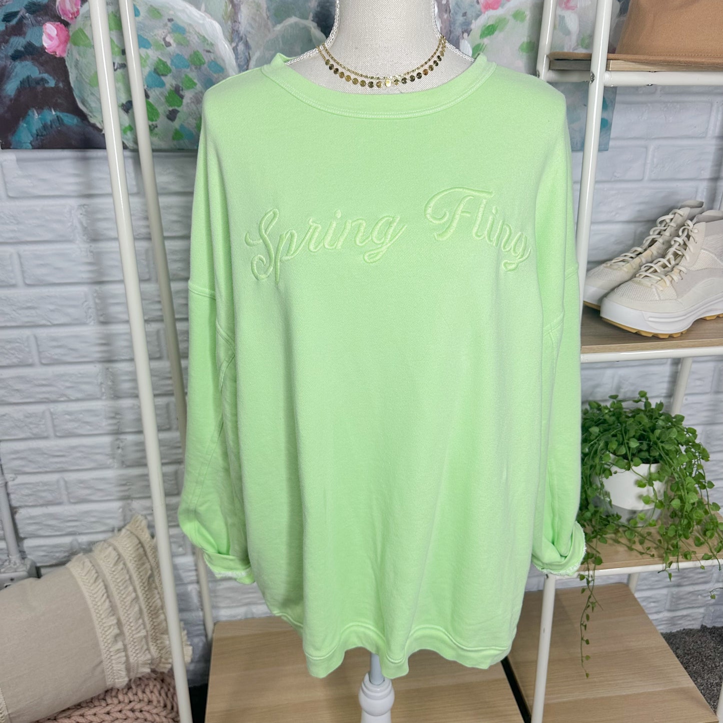 Aerie Real Crew Spring Fling Sweatshirt (L)