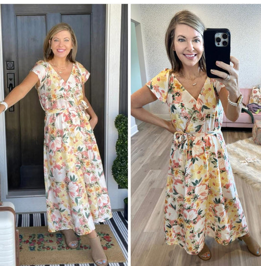 Maurice’s New Cool Crepe Floral Flutter Sleeve Wrap Midi Dress (XS)