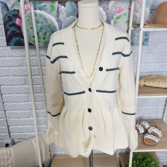 Mingzhu Striped Peplum Sweater (S)