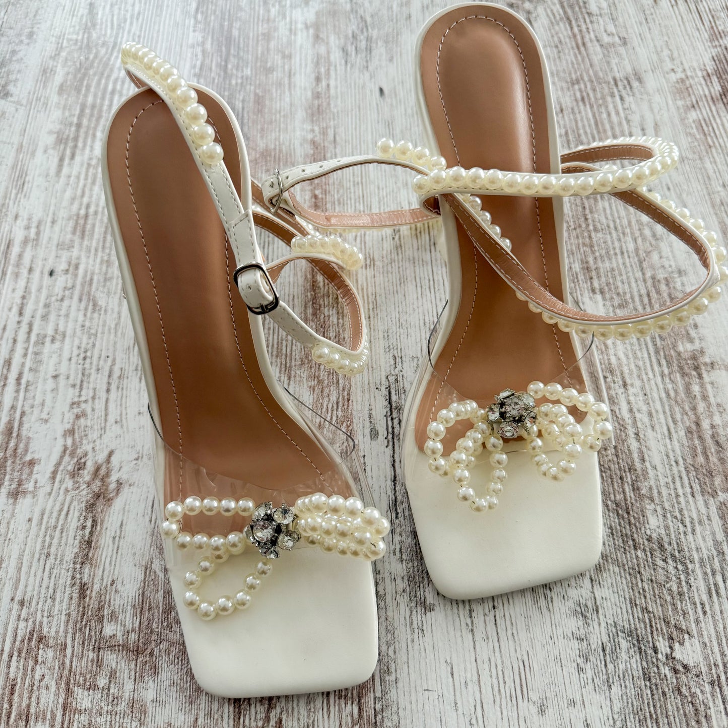 Baffoloo New Pearl Bow Strappy Heels (9)