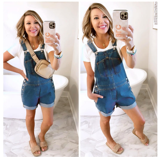 Old Navy Slouchy Jean Shortalls (XS)