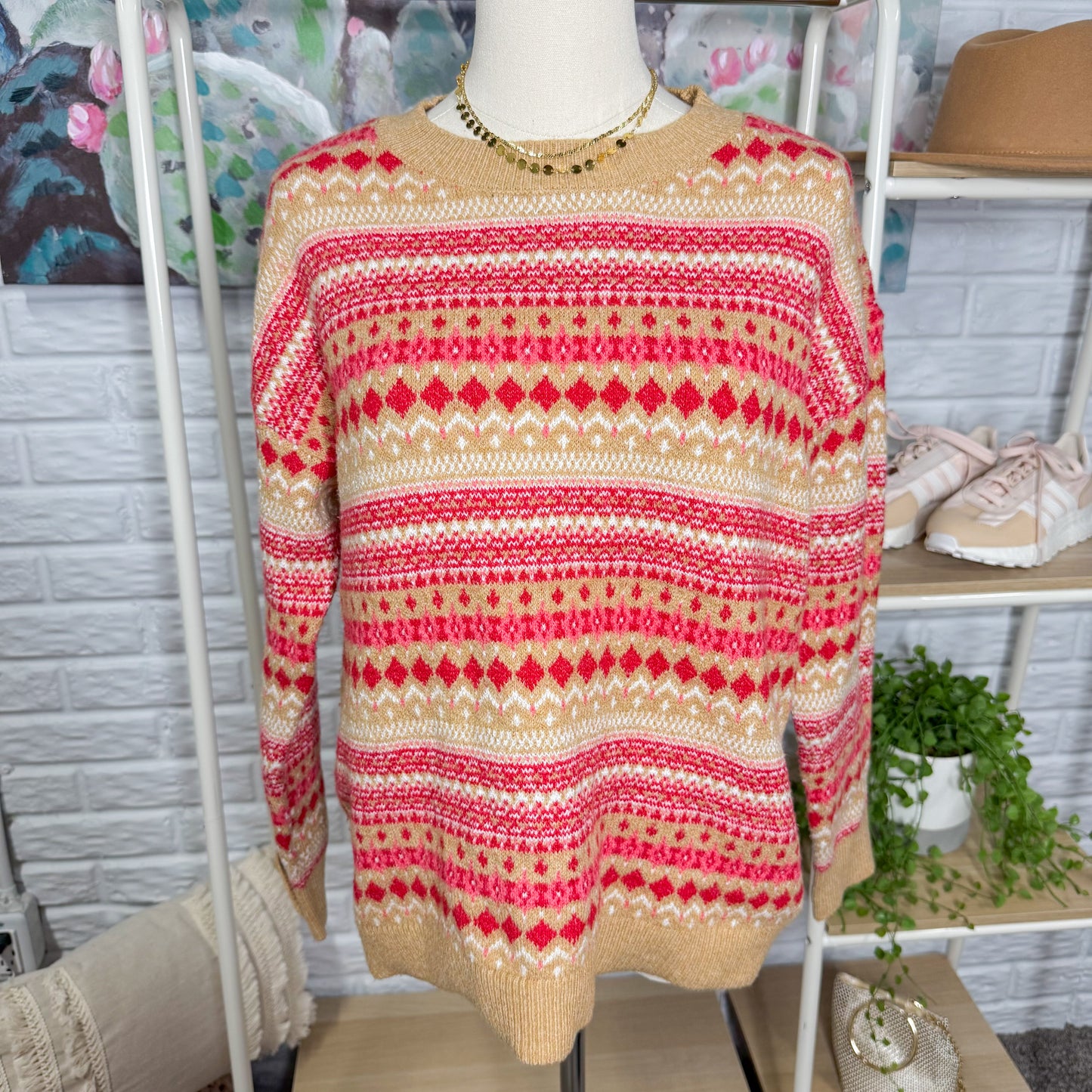 LOFT Striped Fair Isle Everyday Sweater (XS)