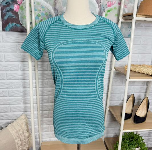 Lululemon Swiftly Tech Short Sleeve Crew Striped Heathered Forage Teal (6)