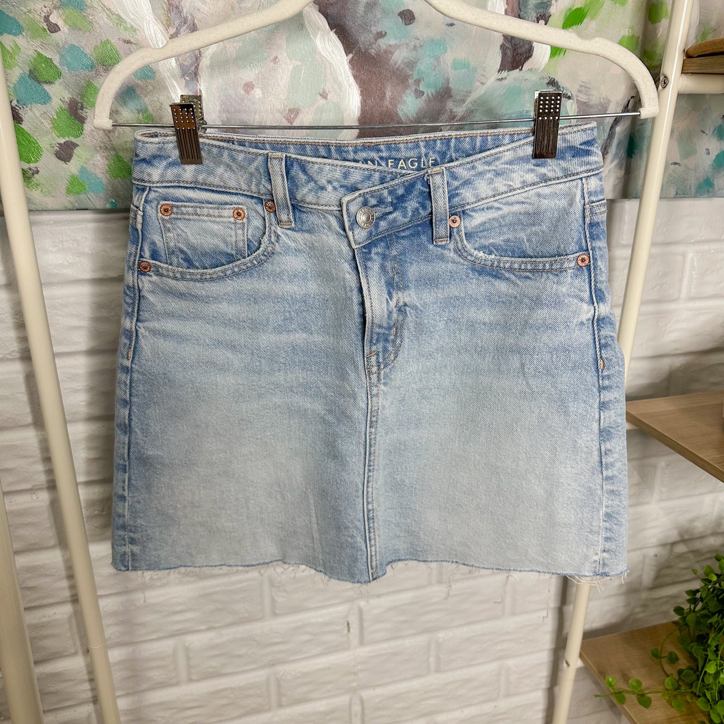 American Eagle New Cross Waist Denim Mini Skirt (2)