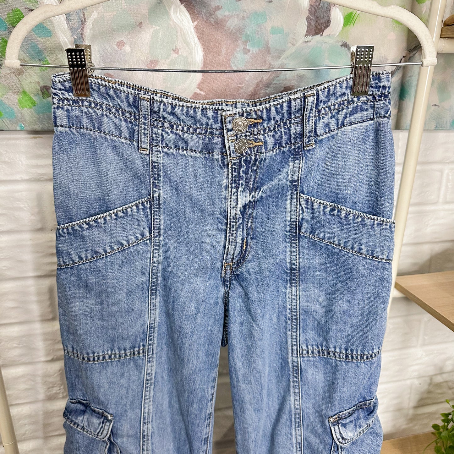 Maurice’s High Rise Cargo Wide Leg Jeans (0 short)