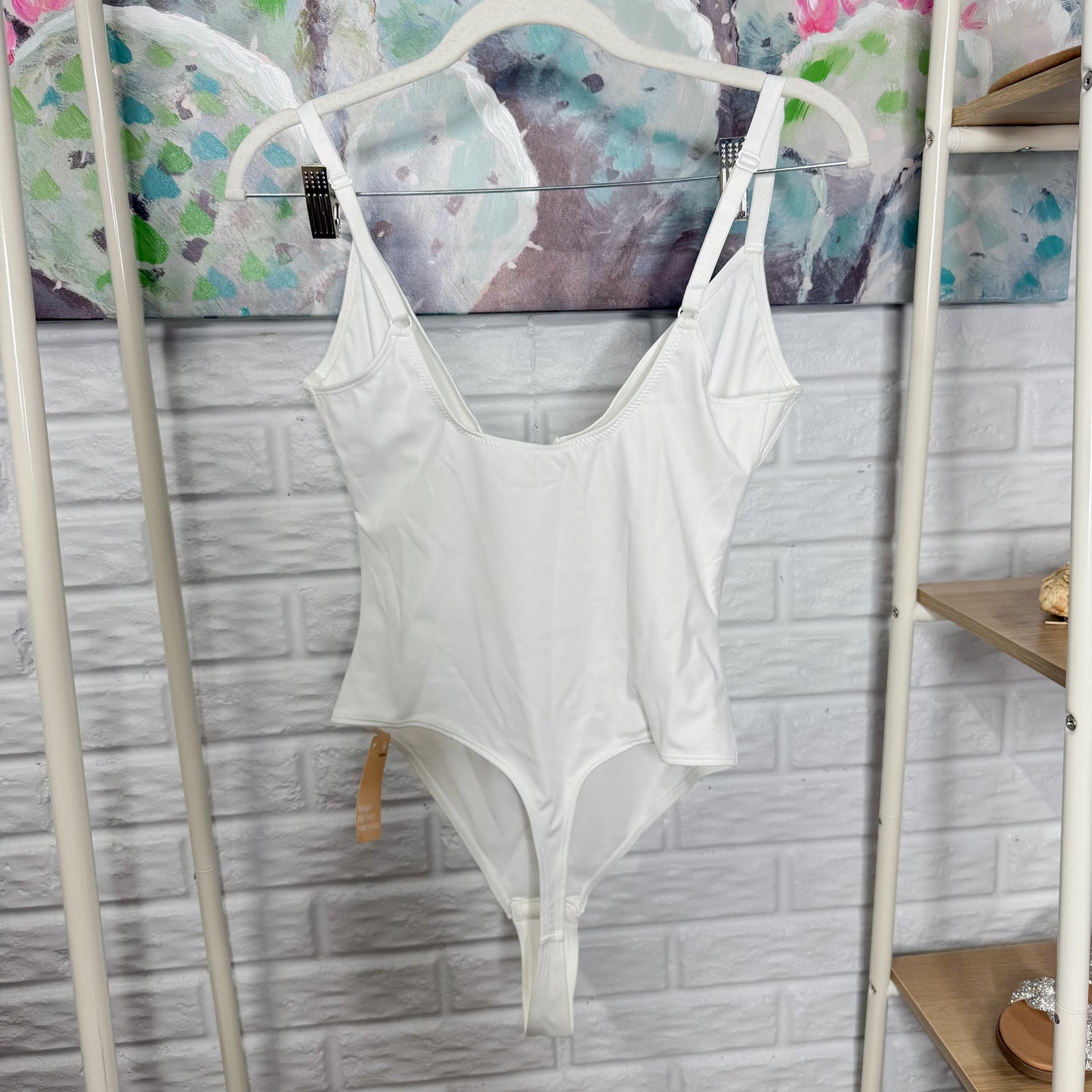 Popilush New White Deep V Bodysuit (M)