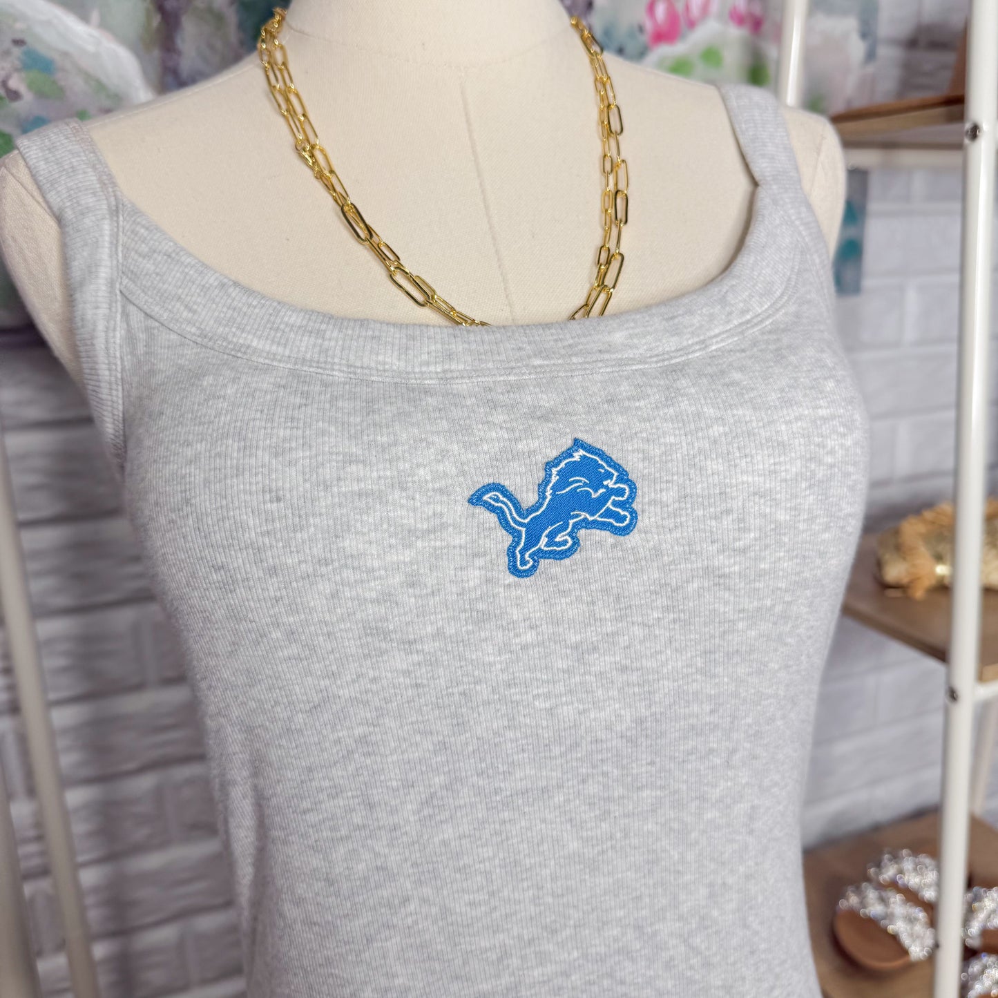 Abercrombie & Fitch Detroit Lions Bra-Free Essential 90s Rib Mini Dress (M tall)