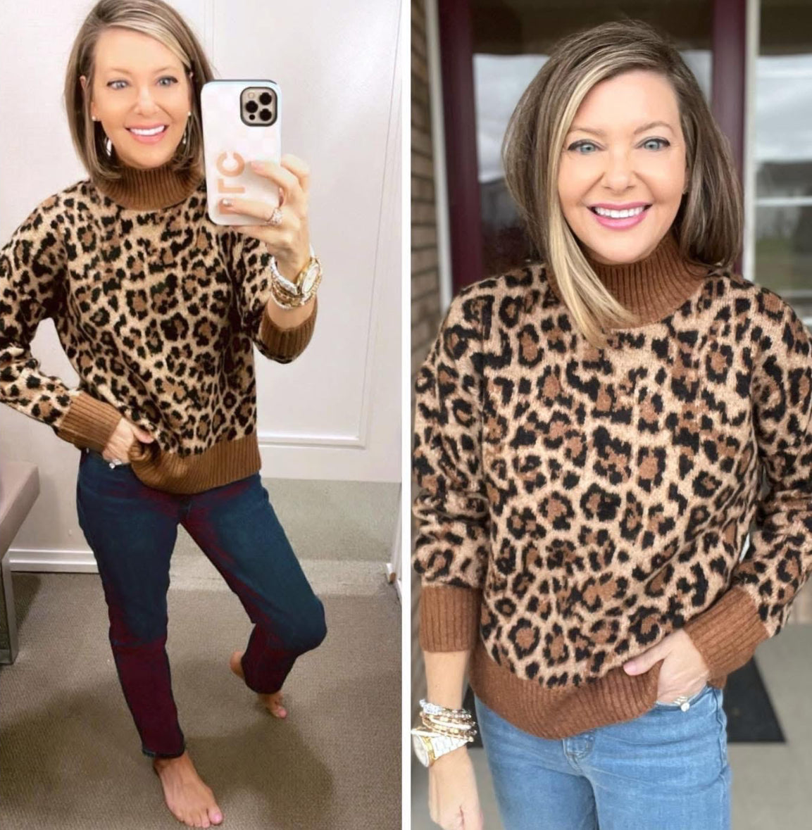 LOFT New Leopard Print Modern Mock Neck Sweater (XS)