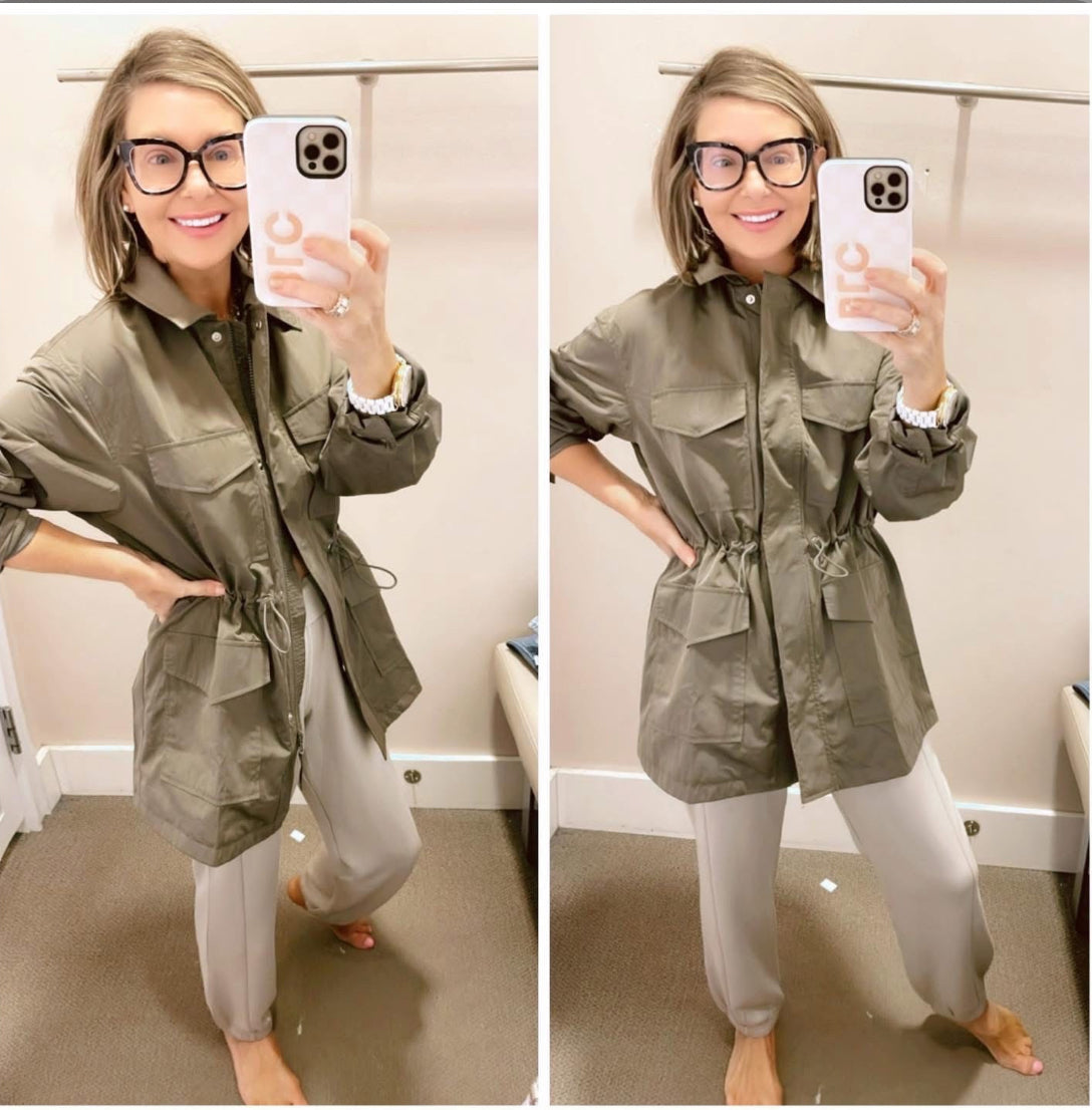 Lou & Grey Water Resistant Olive Utility Jacket (XS)