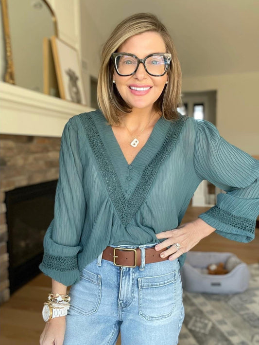 Maurice’s New Marine Teal V Neck Blouse (XS)