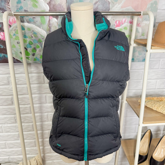 The North Face 700 Goose Puffer Vest Gray/turquoise (S/P)