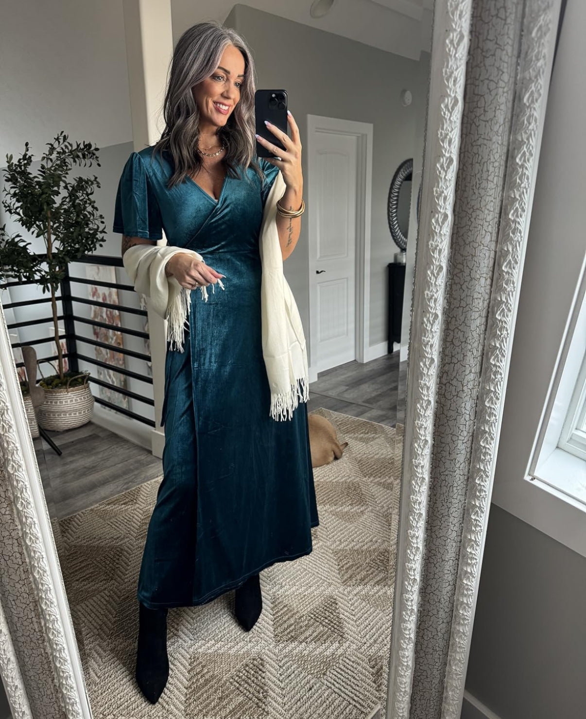 Berrygo Blue Velvet Wrap Maxi Dress (M)