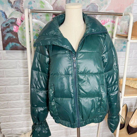 Loft New Emerald Green Puffer Jacket (XS)