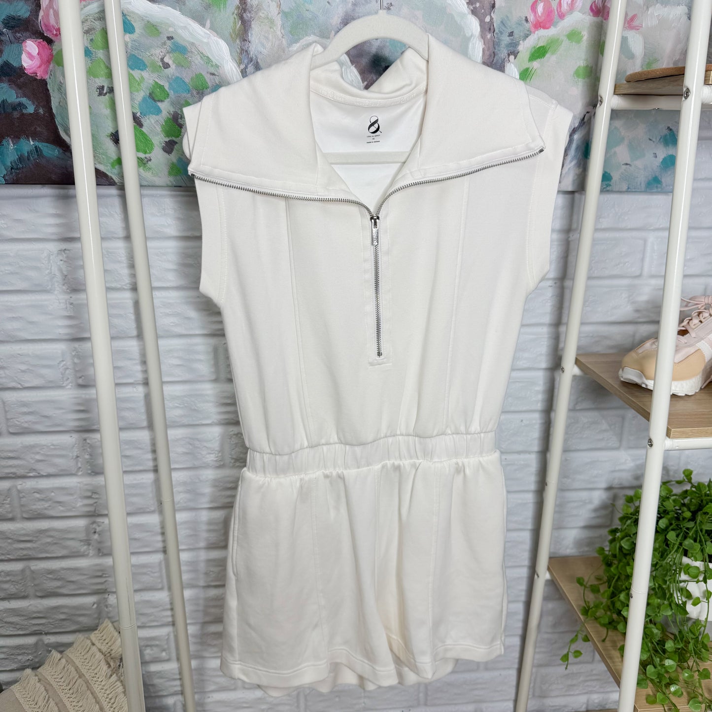 Lou & Grey Scubasoft Collared Romper in Whisper White (XS)