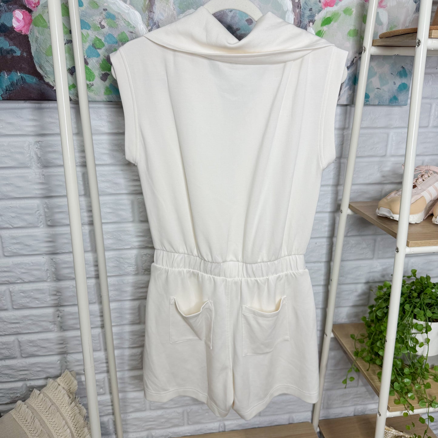 Lou & Grey Scubasoft Collared Romper in Whisper White (XS)