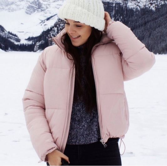 Express New Light Pink Puffer Coat (XXS)