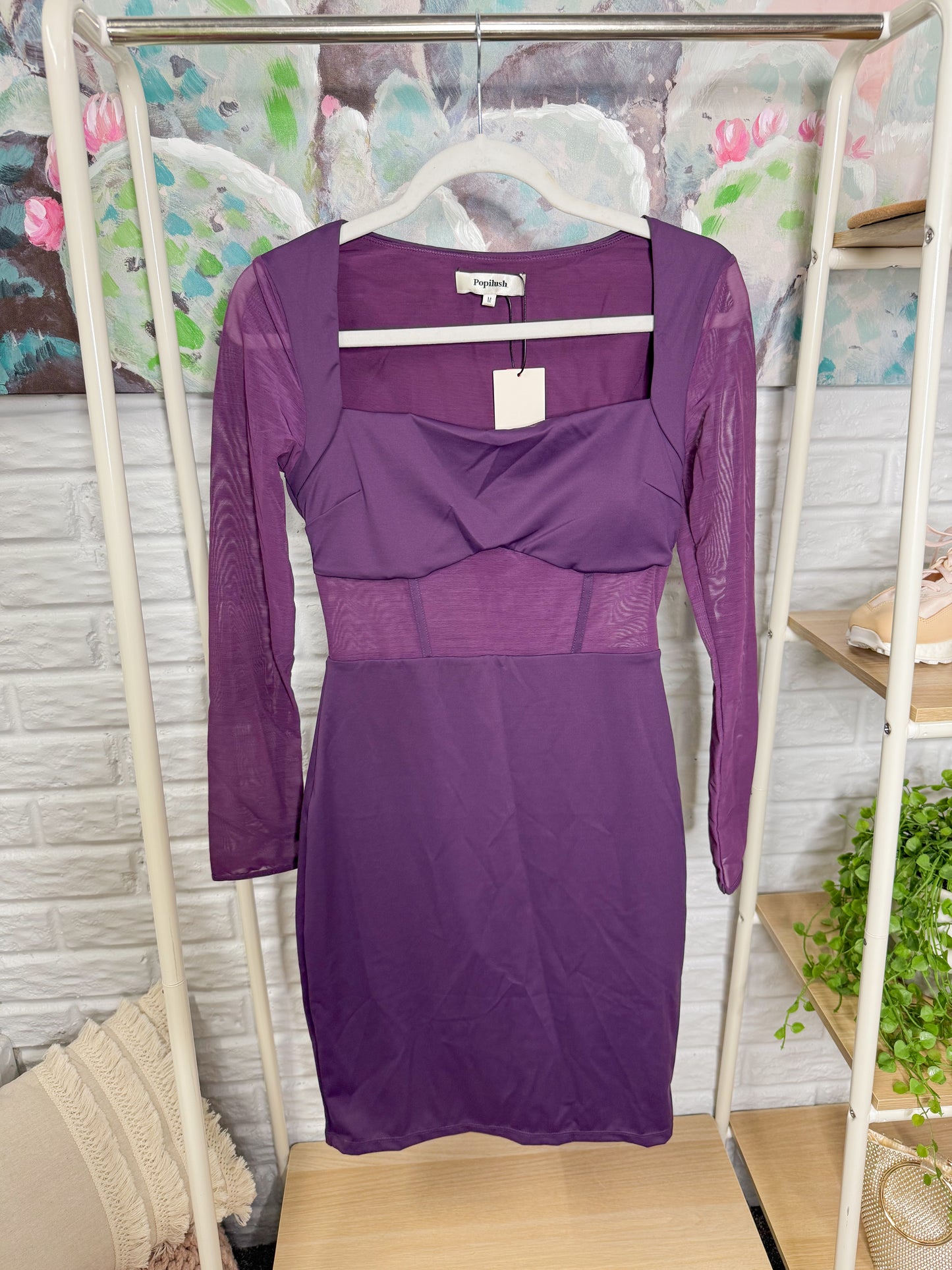 Popilush New Purple Mesh Shapewear Dress (M)