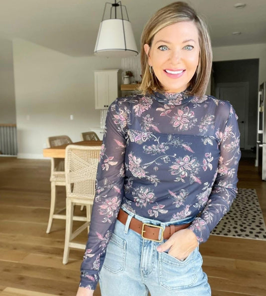 Maurice’s New Mesh Floral Paisley Long Sleeve Top (XS)