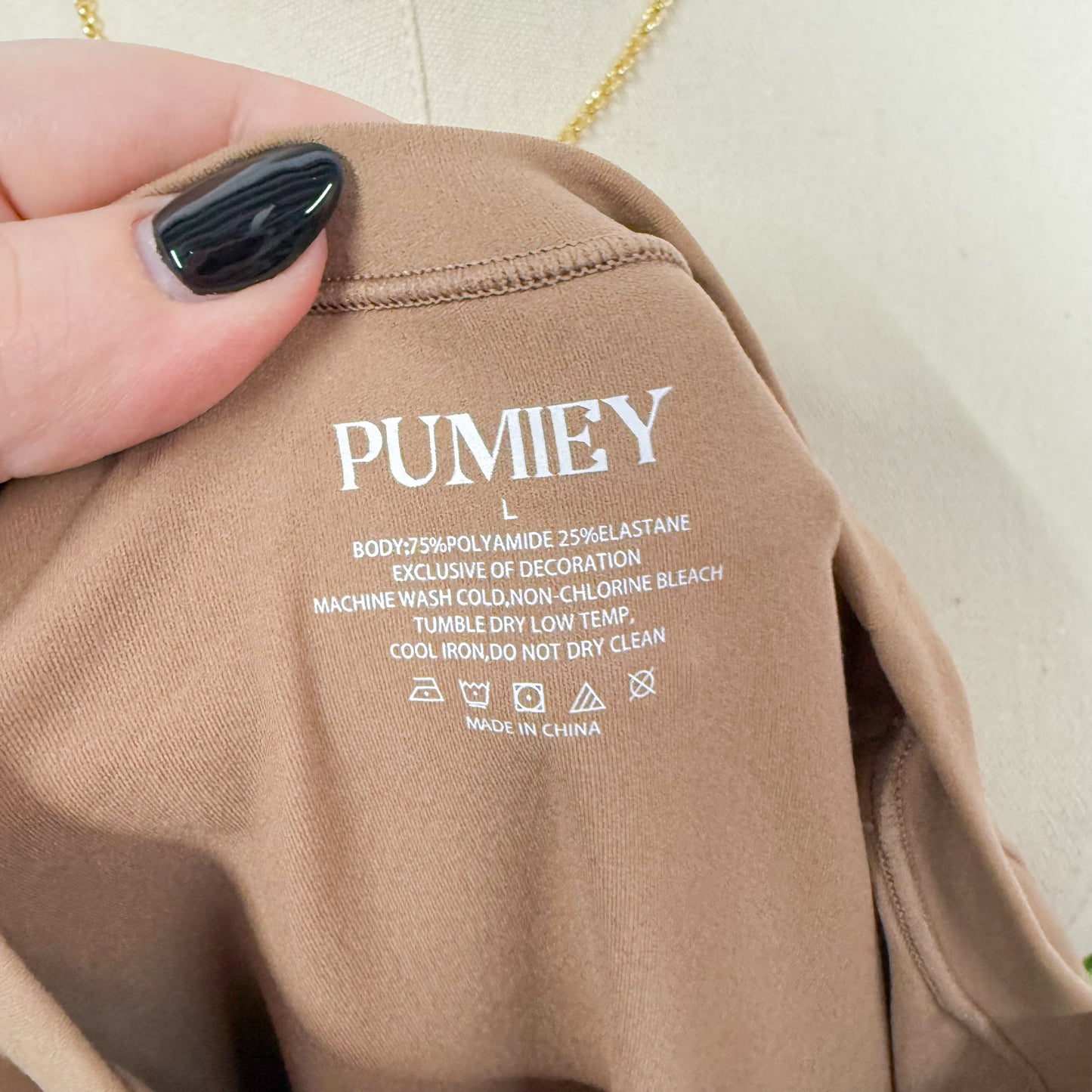 Pumiey Tan Nude Short Sleeve Shirt (L)