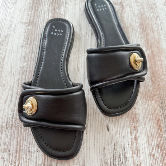 A New Day Black Slide Sandals (6.5)