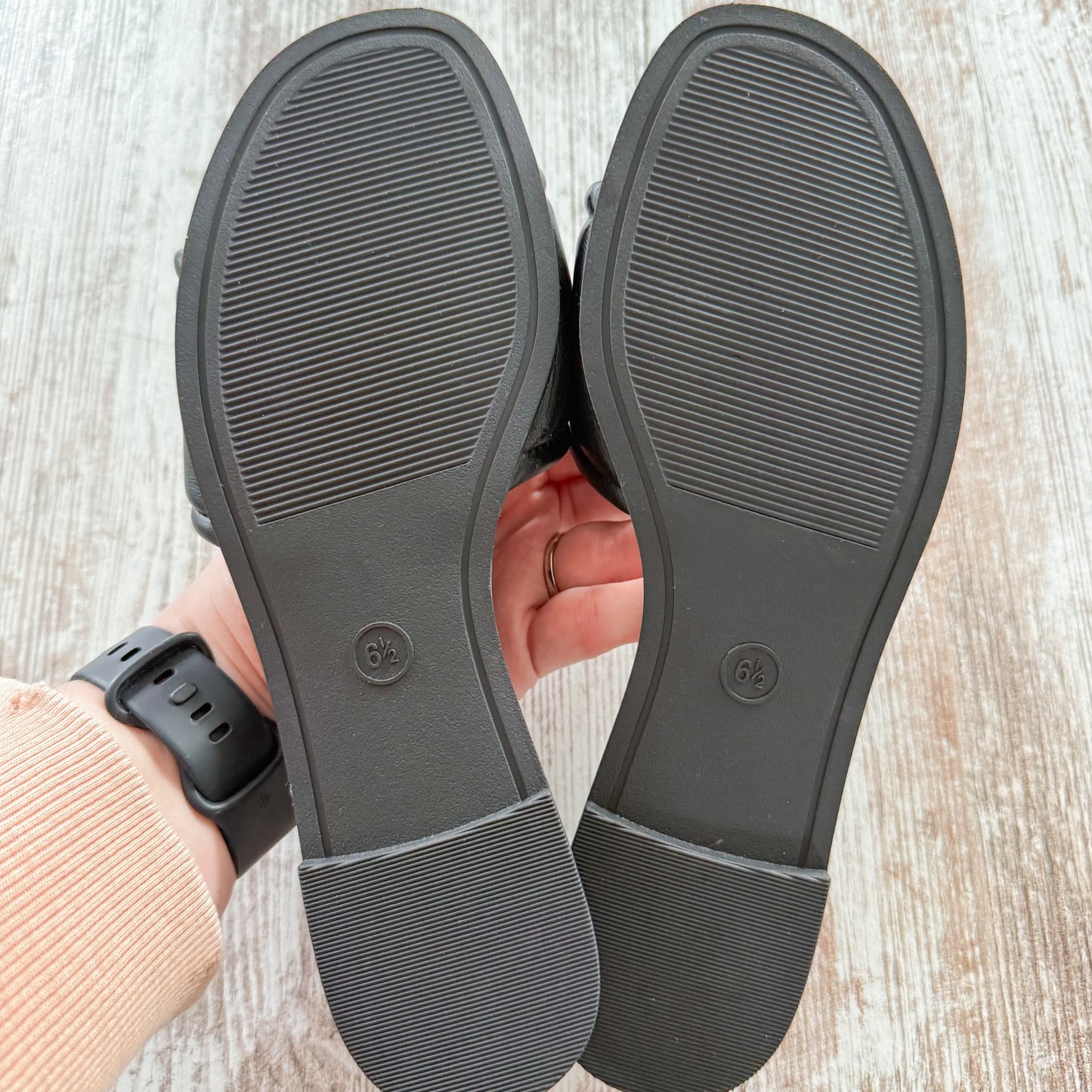 A New Day Black Slide Sandals (6.5)