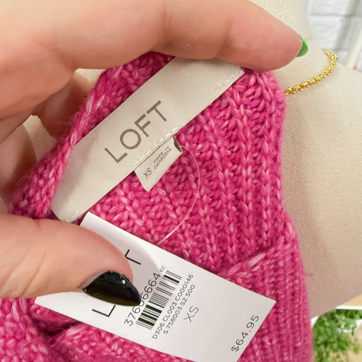 LOFT New Pink Knit Boatneck Sweater (XS)