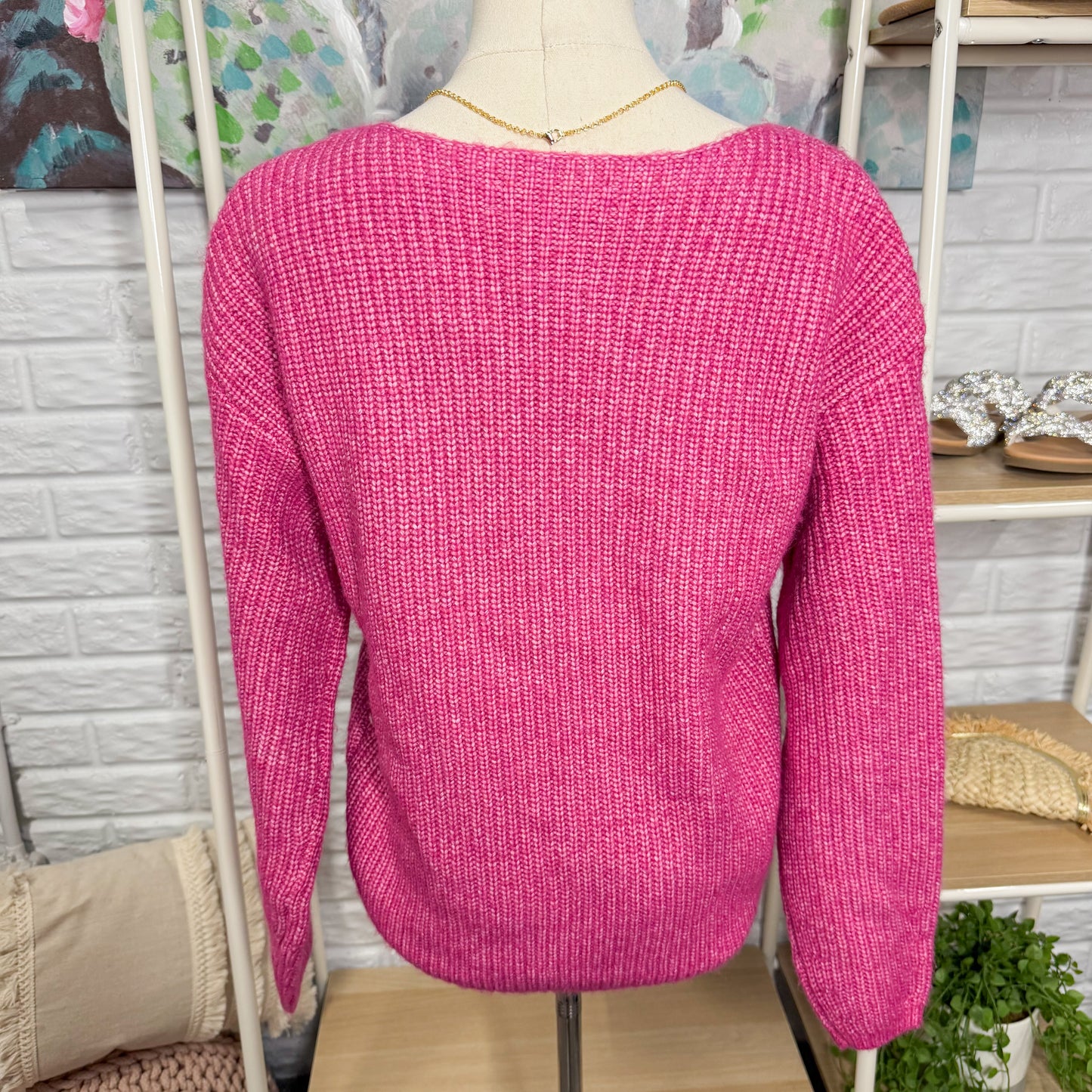 LOFT New Pink Knit Boatneck Sweater (XS)