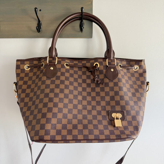 Brown Checkered Tote