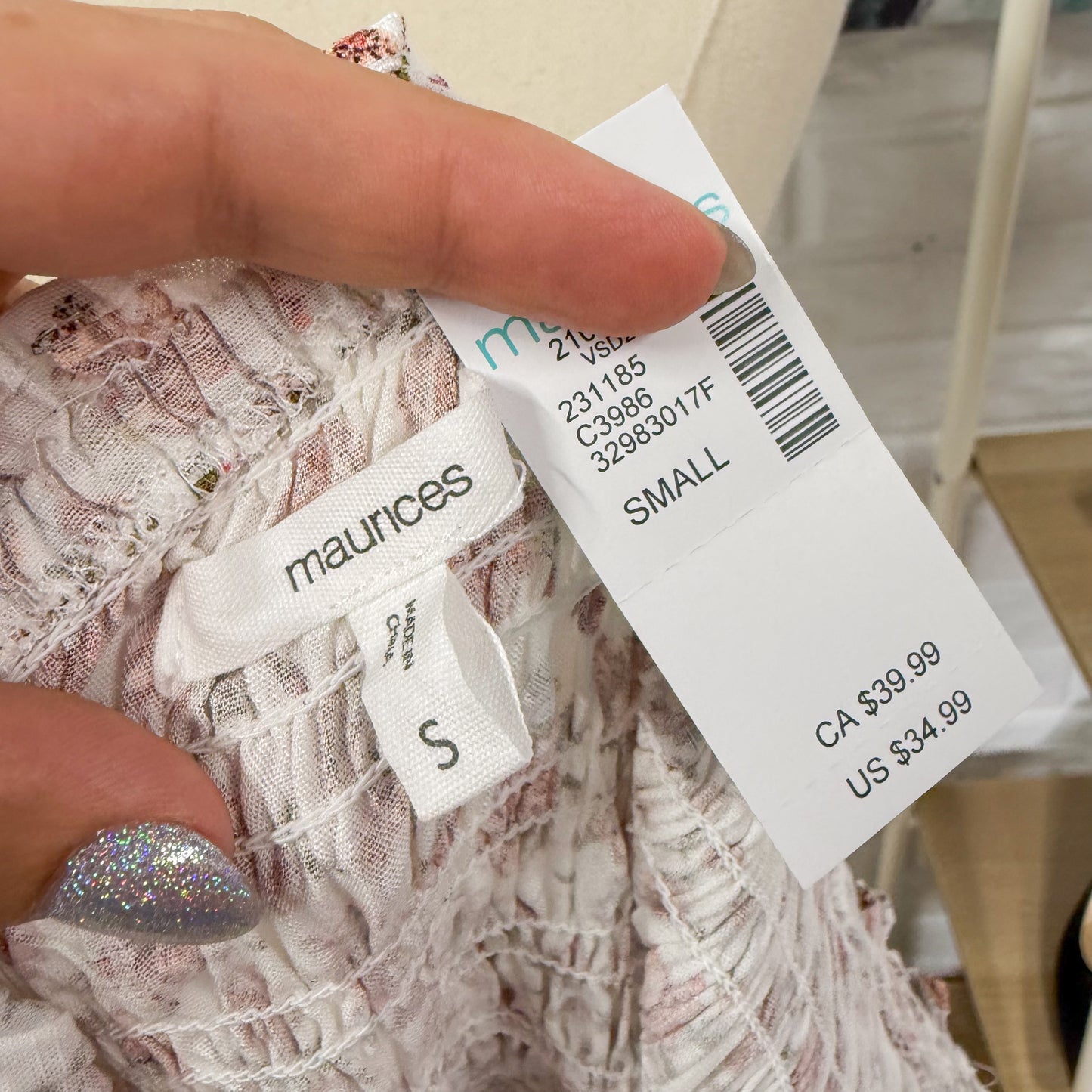 Maurice’s New Bare Floral Smocked Mini Dress (Small)