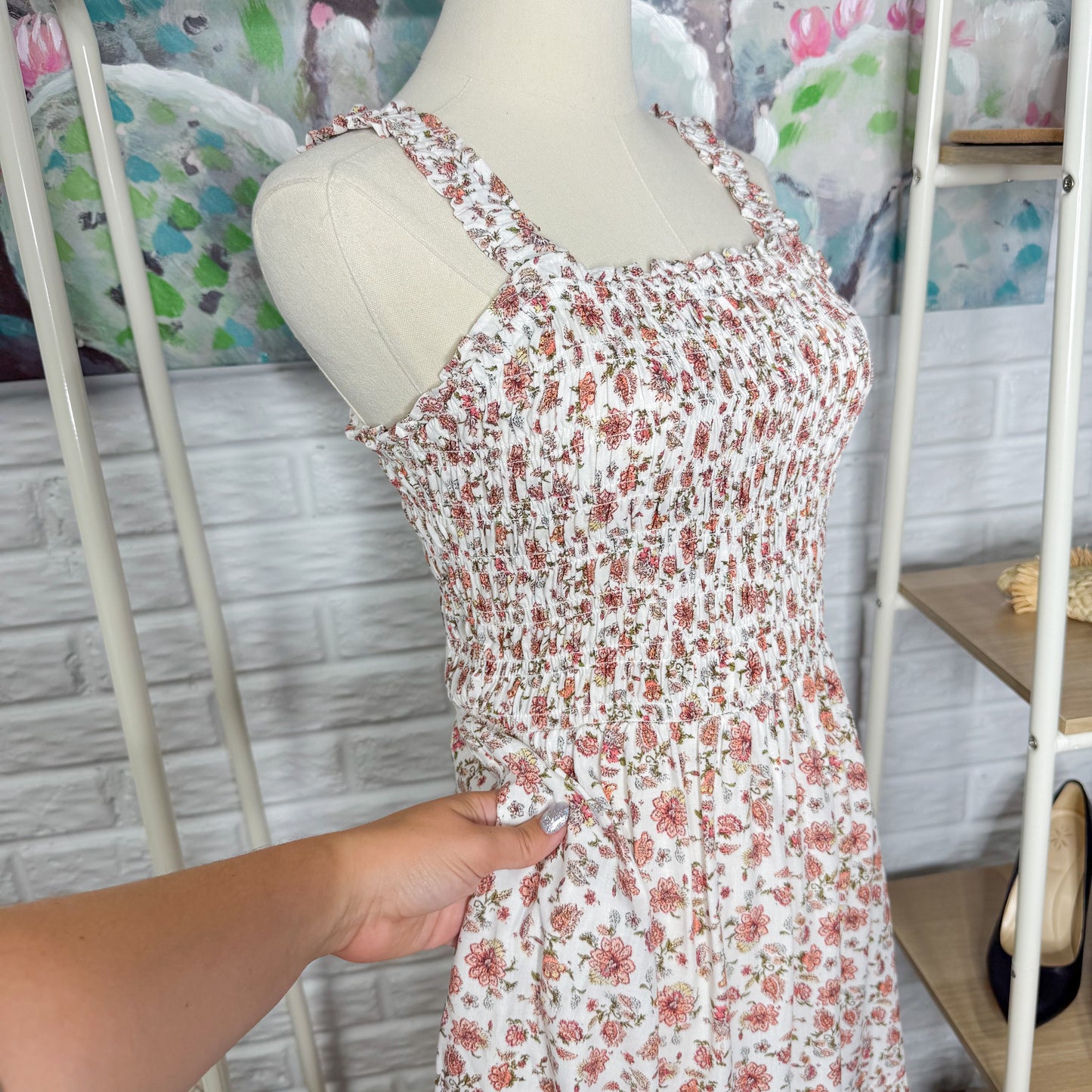 Maurice’s New Bare Floral Smocked Mini Dress (Small)