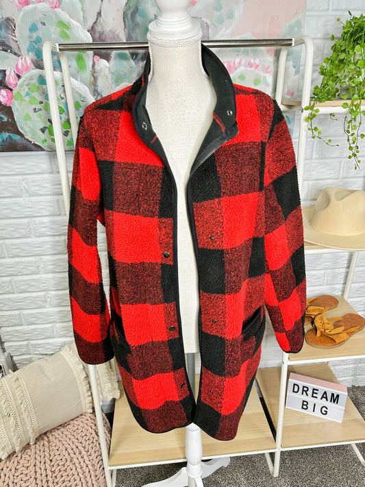 Old Navy Fleece Buffalo Plaid Jacket Size Medium