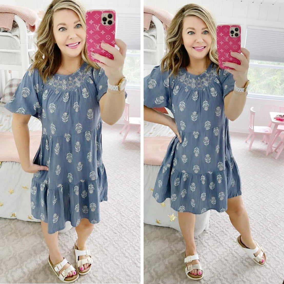 Old Navy Chambray Floral Print Dress Size XS