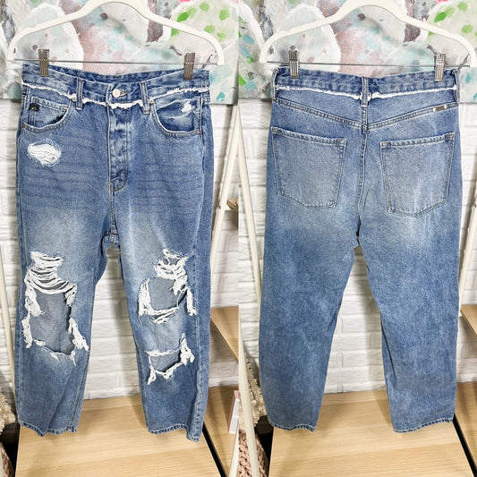 KanCan Distressed Straight Leg High Rise Jeans Size 28